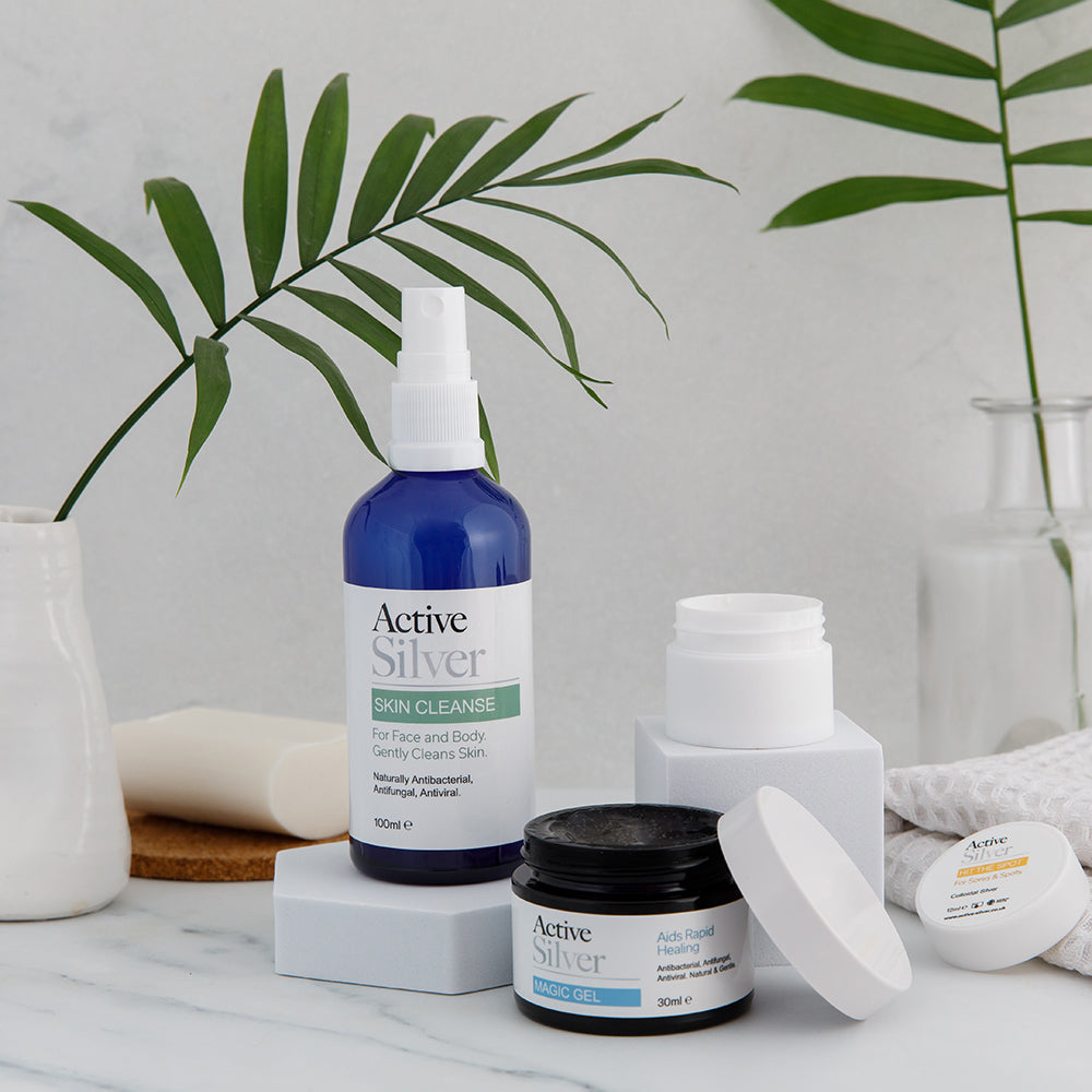 Active Silver Clear Skin Set In Bathroom