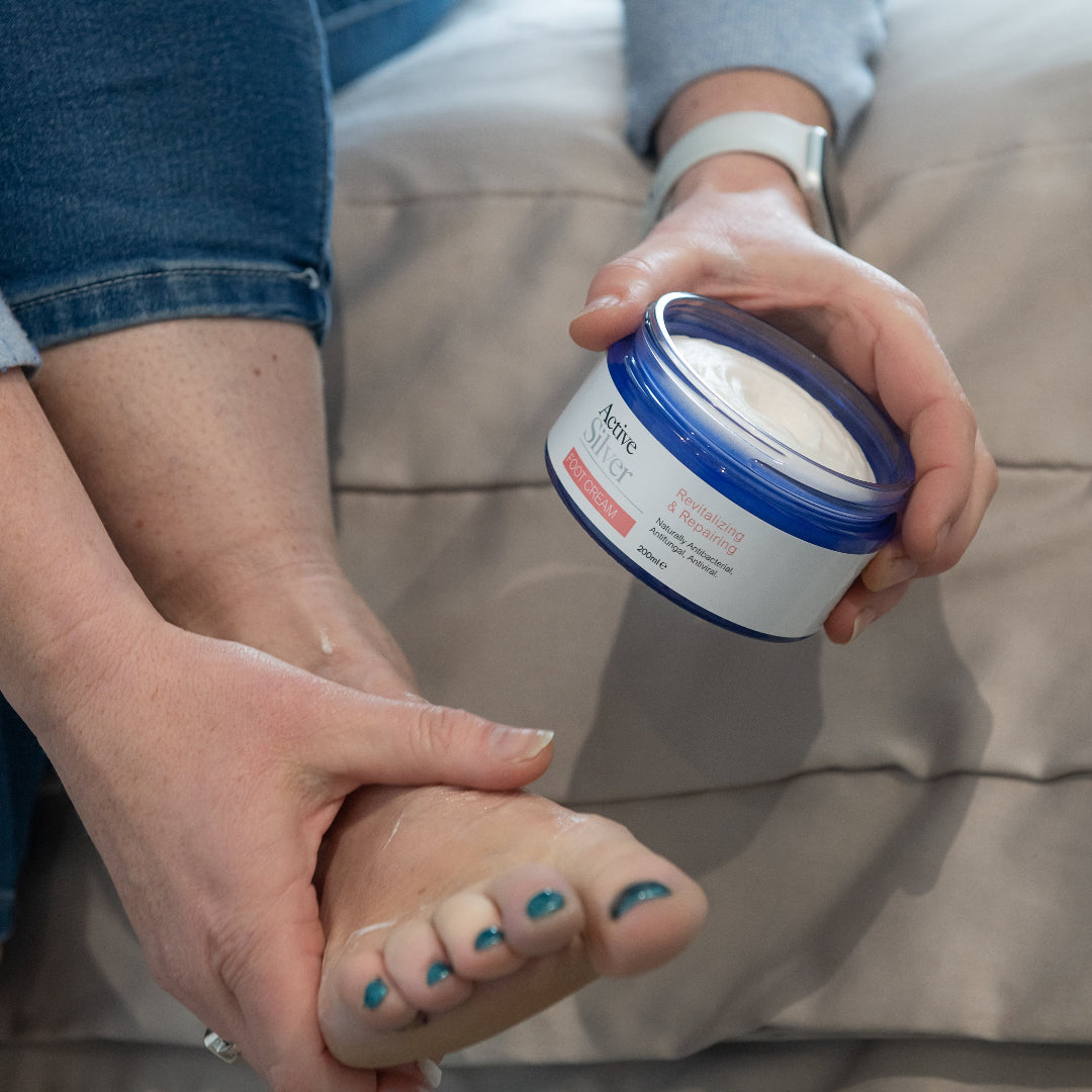 Active Silver Foot Cream 200ml Jar Application