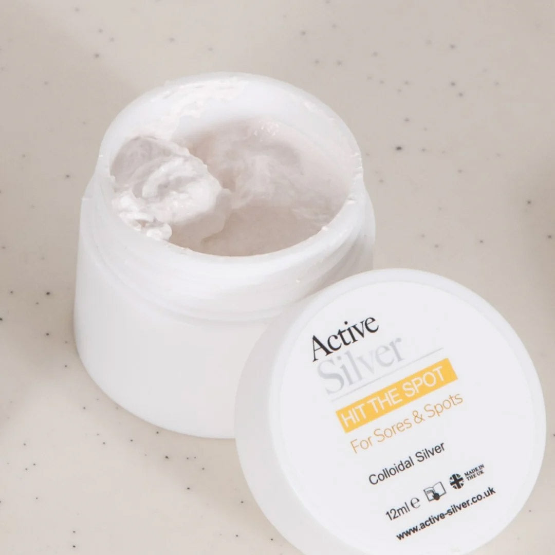 Active Silver Hit The Spot Cream In 12ml Pot With Lid Off
