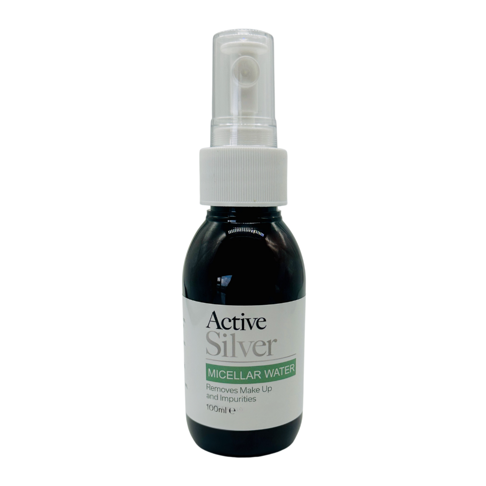 Active Silver Micellar Water spray bottle 100ml in bathroom
