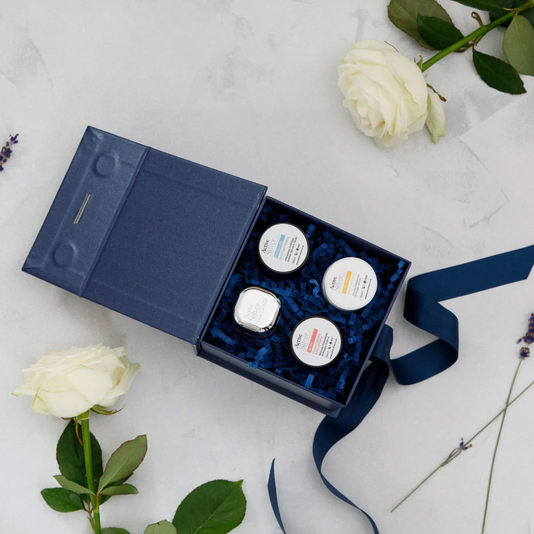 Active Silver Gift Set in blue gift set box