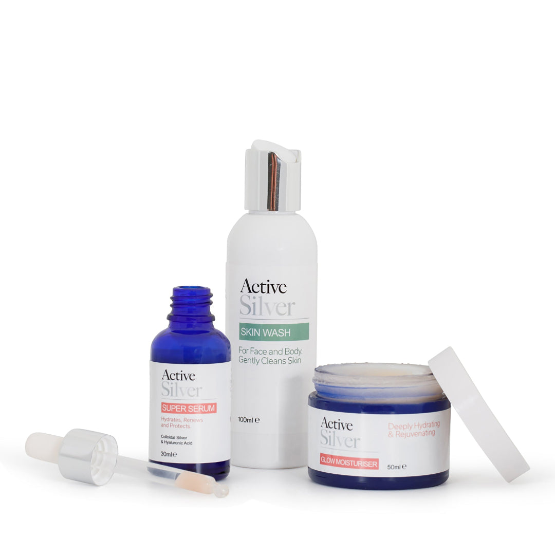 Active Silver Daily Facial Set bundle for daily skincare on white background