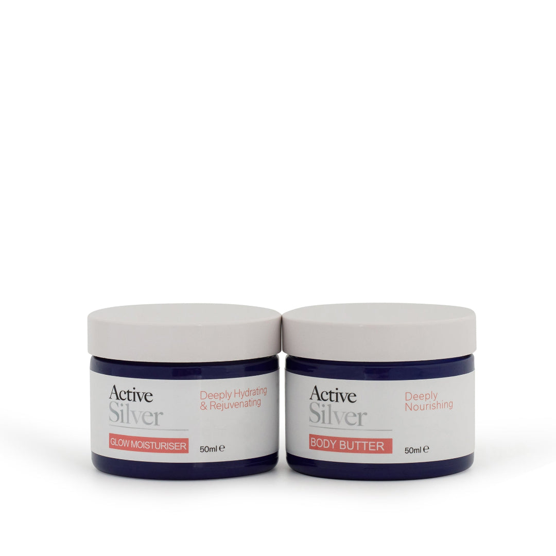Active Silver Glow Moisturiser And Body Butter Duo in 50ml