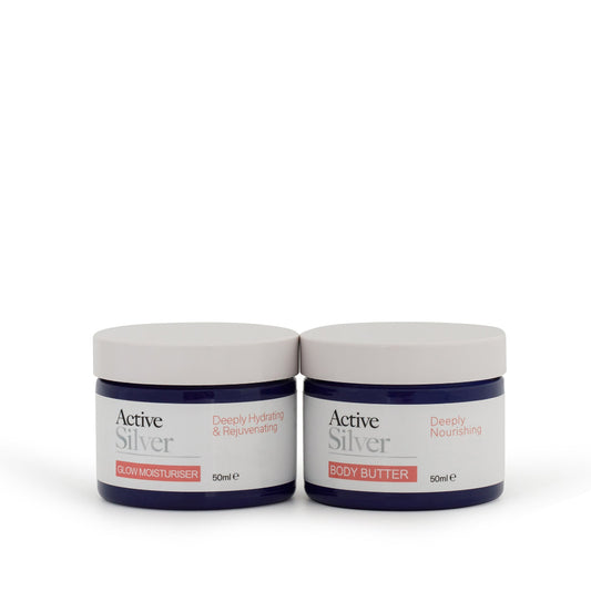 Active Silver Glow Moisturiser And Body Butter Duo in 50ml