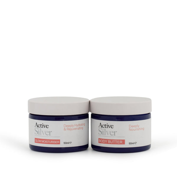 Active Silver Glow Moisturiser And Body Butter Duo in 50ml