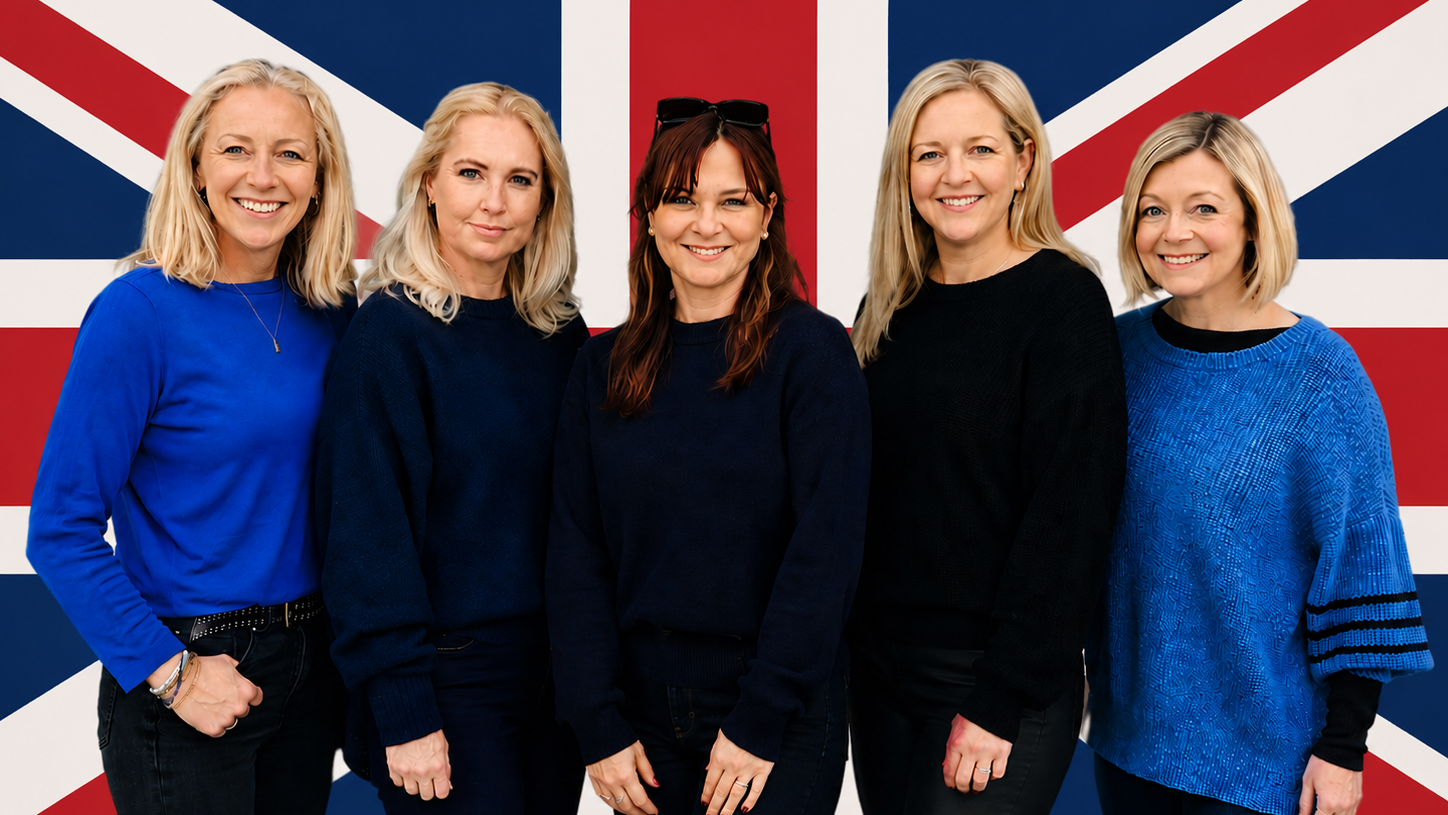 Active Silver team in front of the Union flag